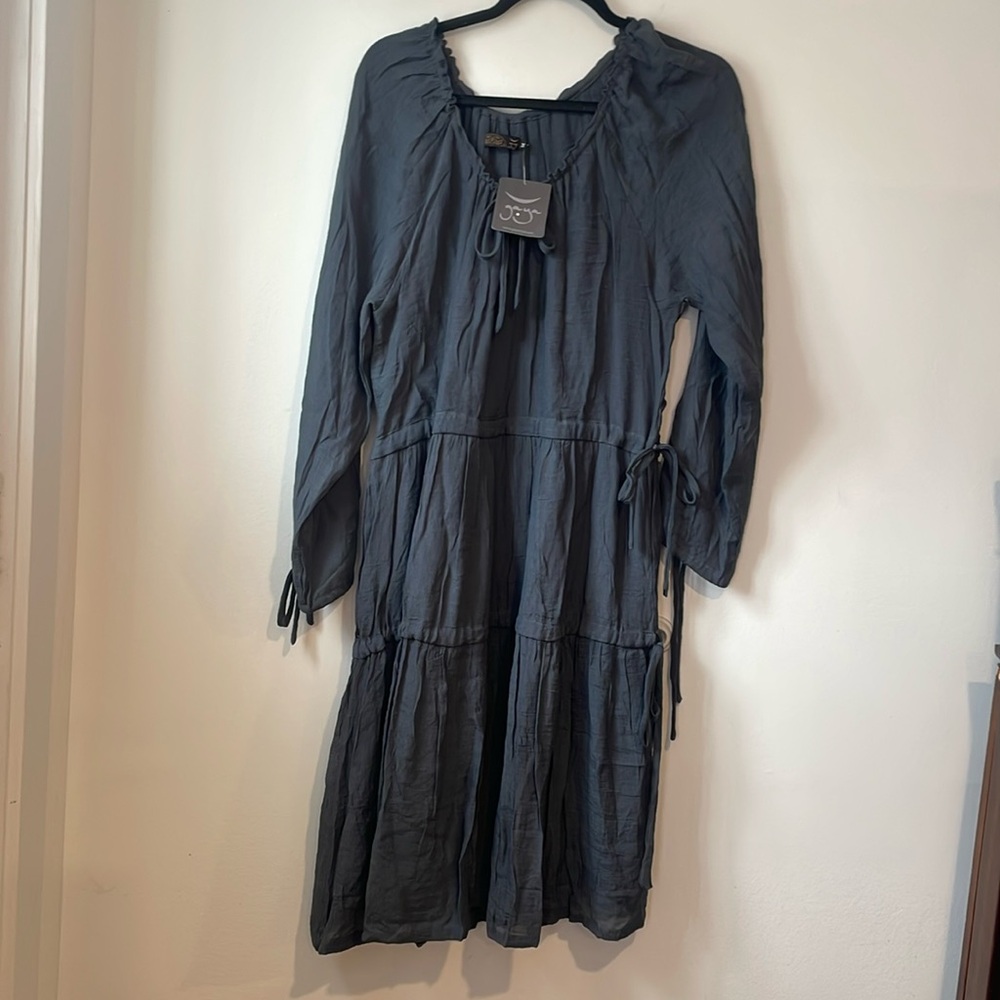 Gaya Silk Cotton Long Sleeve Canari Dress Sz Medium NWT